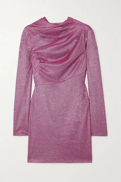 - Harper Draped Metallic Jersey Mini Dress - Pink