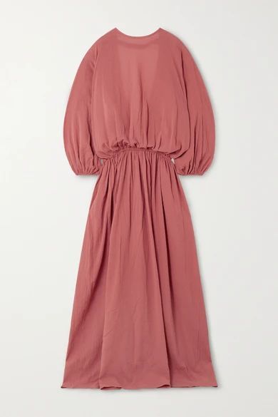 - Licentia Open-back Draped Cotton-crepon Maxi Dress - Pink