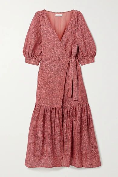 - Bougainvillea Printed Cotton And Silk-blend Voile Wrap Dress - Pink