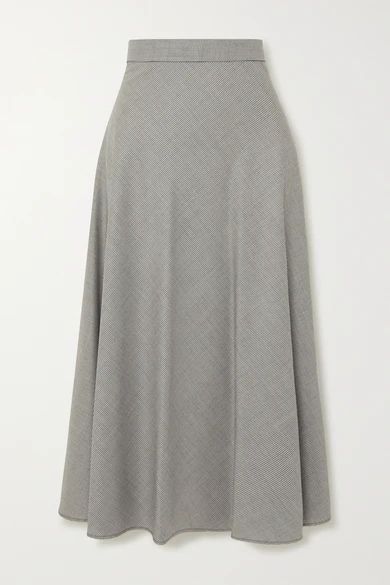 - The Ada Houndstooth Wool Midi Skirt - Gray