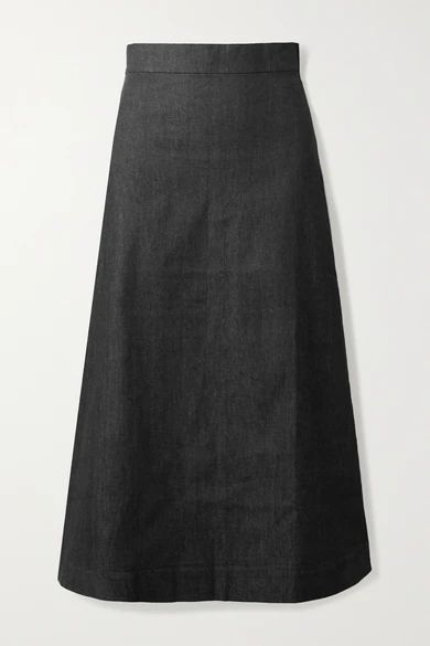 - Alma Denim Midi Skirt - Black