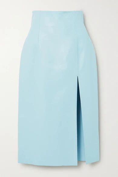 - Fonda Leather Pencil Skirt - Sky blue