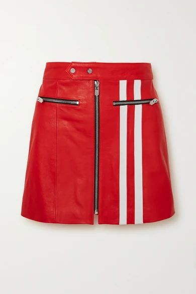 - The Ferrara Striped Leather Skirt - Red