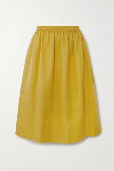- Minor Tiered Cotton And Linen-blend Midi Skirt - Mustard