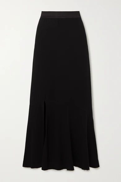 - Paneled Jersey Midi Skirt - Black