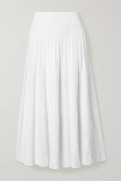 - + Net Sustain Ribbed-knit Midi Skirt - Off-white