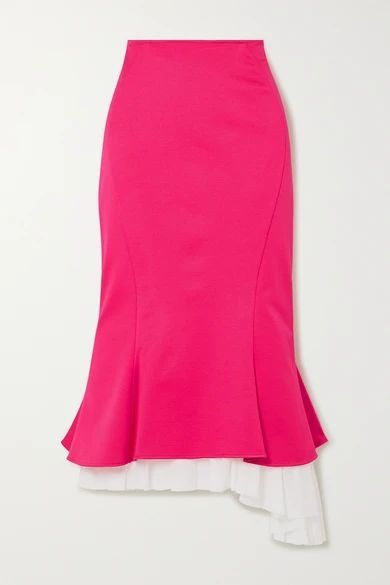 - Layered Jersey Midi Skirt - Fuchsia