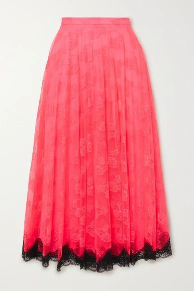 - Two-tone Lace Midi Skirt - Pink