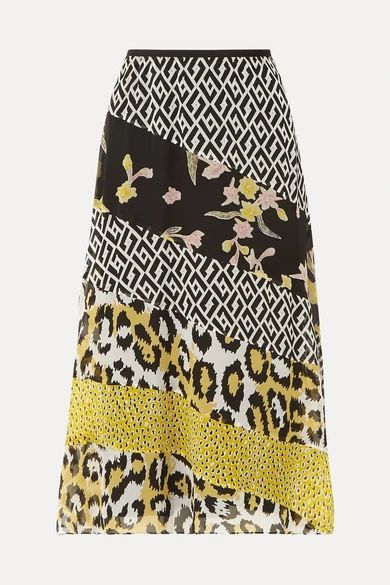 - Darcie Printed Silk-chiffon Midi Skirt - Yellow