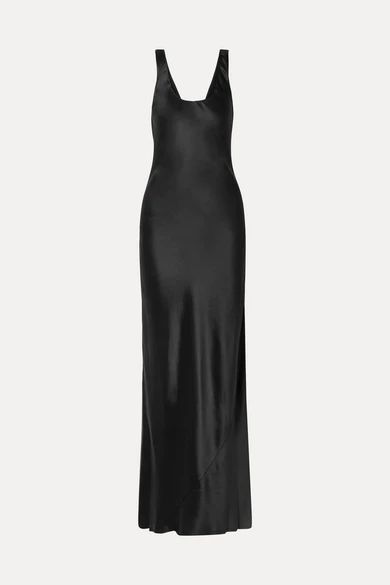 - Bazile Silk-satin Maxi Dress - Black