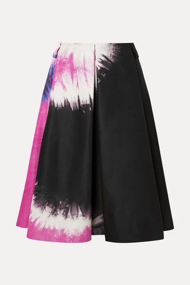 - Tie-dyed Duchesse-silk Skirt - Black