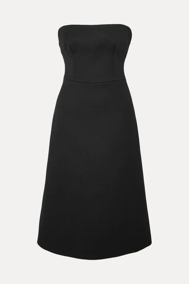- Strapless Wool-gabardine Midi Dress - Black