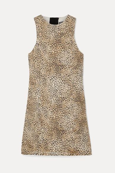 - Leopard-print Denim Mini Dress - Leopard print