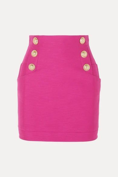 - Button-embellished Cotton Mini Skirt - Pink