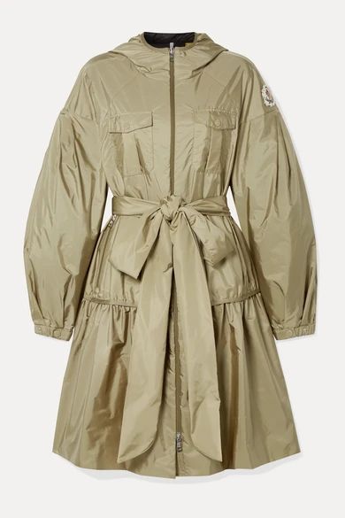 + 4 Simone Rocha Ellen Hooded Embellished Ruffled Shell Jacket - Beige