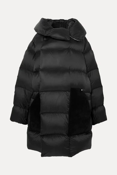 - Sisy Oversized Quilted Shell And Suede Down Coat - Black