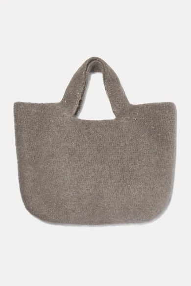- Oval Cotton, Alpaca And Wool-blend Tote - Gray