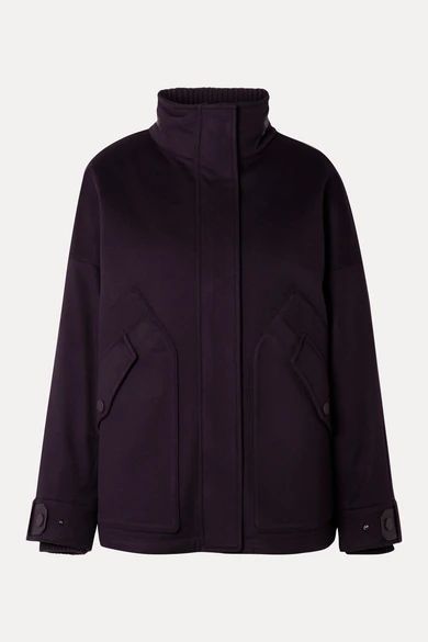 - Convertible Leather-trimmed Cashmere And Quilted Shell Coat - Grape