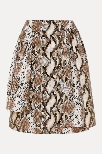 - Layered Snake-effect Faux Leather Skirt - Snake print