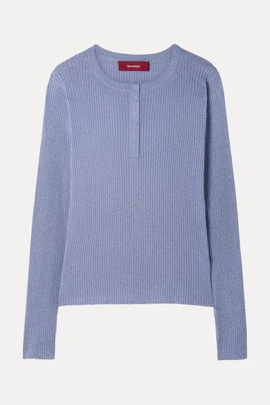 - Kate Ribbed Metallic Wool-blend Sweater - Lilac