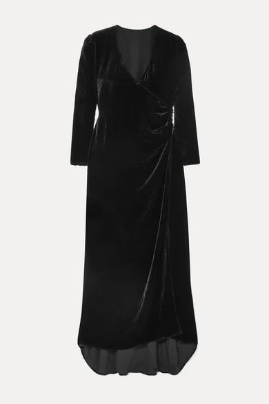 - + Maleficent Shillingford Velvet Wrap Maxi Dress - Black