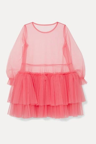- Tiered Tulle Mini Dress - Pink