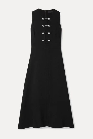 - Embellished Crepe Midi Dress - Black