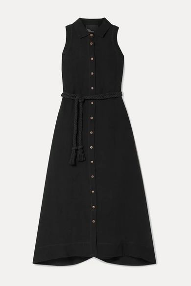 - + Net Sustain Alison Linen-blend Gauze Midi Dress - Black