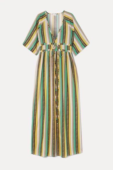 - Liliane Striped Cotton-voile Maxi Dress - Green