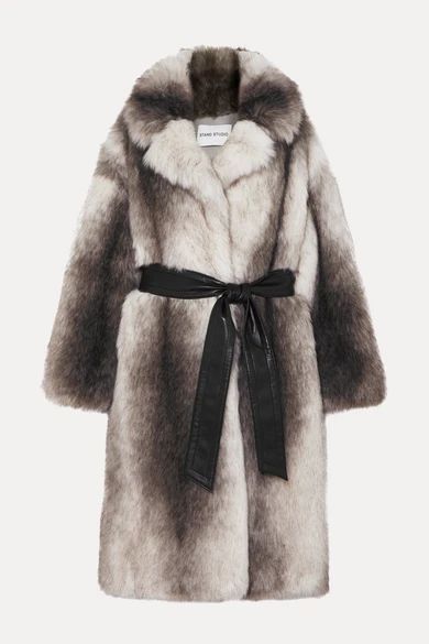 + Pernille Teisbaek Clara Oversized Belted Faux Fur Coat - Gray