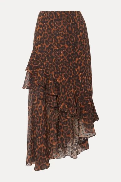 - Antoinette Asymmetric Leopard-print Fil Coupé Silk-chiffon Skirt - Leopard print