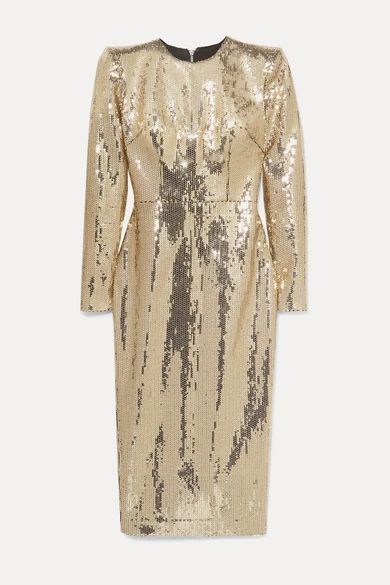 - Williams Sequined Crepe Midi Dress - Gold