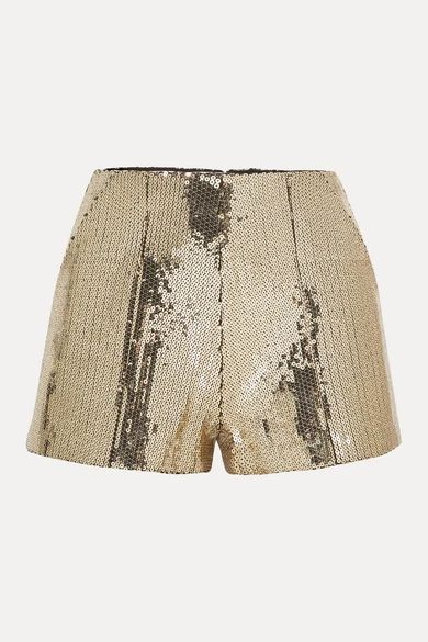 - Henderson Sequined Crepe Shorts - Gold
