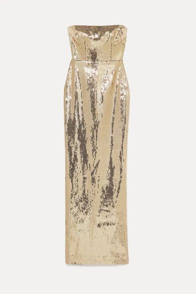 - Howard Strapless Sequined Crepe Gown - Gold