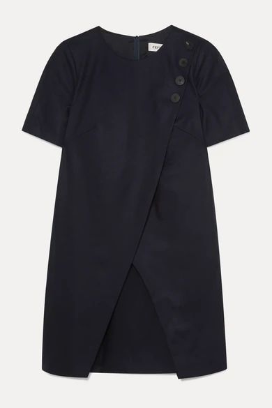 - Tia Asymmetric Wool-blend Mini Dress - Navy