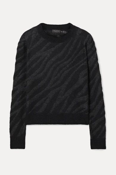 Germain Metallic Alpaca-blend Jacquard-knit Sweater - Black
