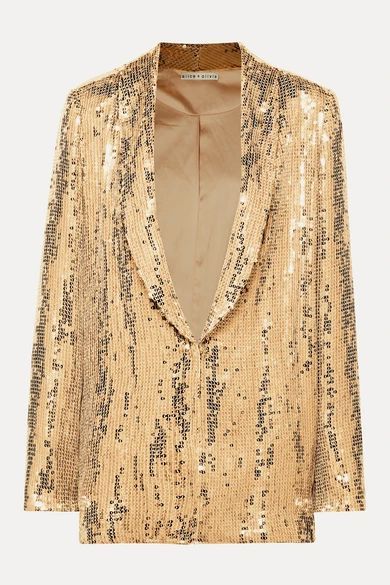 - Jace Sequined Tulle Blazer - Gold