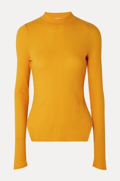 - Candice Ribbed Stretch-tencel Jersey Top - Marigold