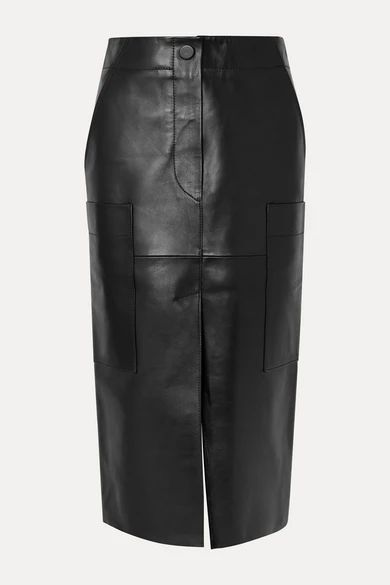 - Ria Leather Midi Skirt - Black