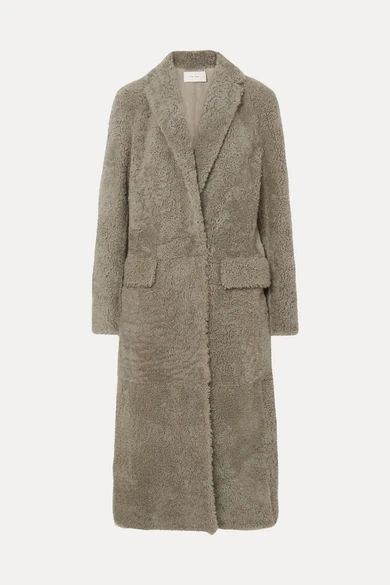 - Muto Belted Shearling Coat - Gray
