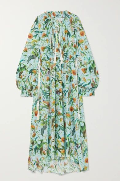- + Annabel's Printed Cotton-voile Maxi Dress - Sky blue