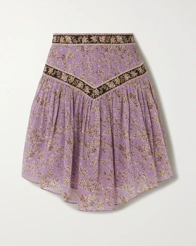 - Valerie Pintucked Floral-print Cotton-voile Skirt - Lilac
