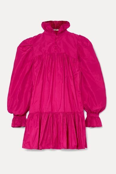 - Ruffled Silk-charmeuse Mini Dress - Fuchsia