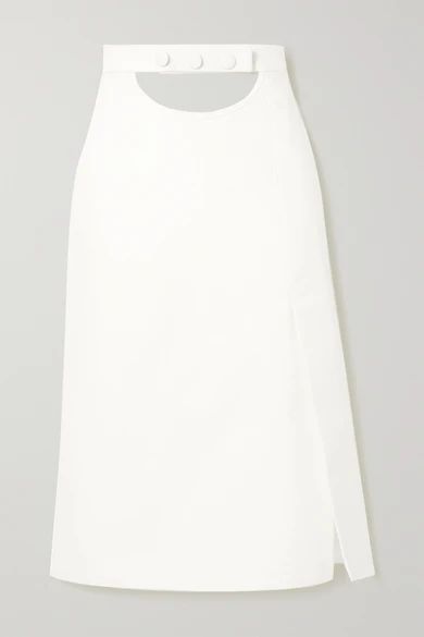 - Cutout Denim Midi Skirt - White