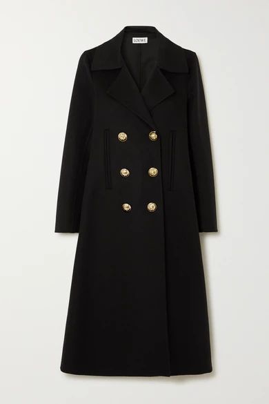 - Double-breasted Wool And Cashmere-blend Coat - Black
