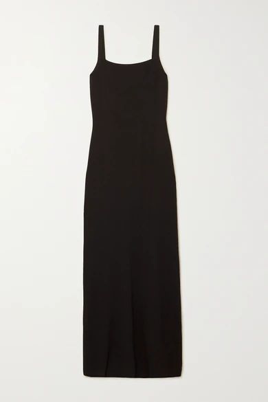 - Open-back Stretch-knit Maxi Dress - Black