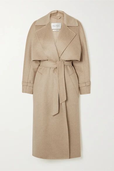 - Convertible Belted Camel Hair And Cashmere-blend Coat - Beige