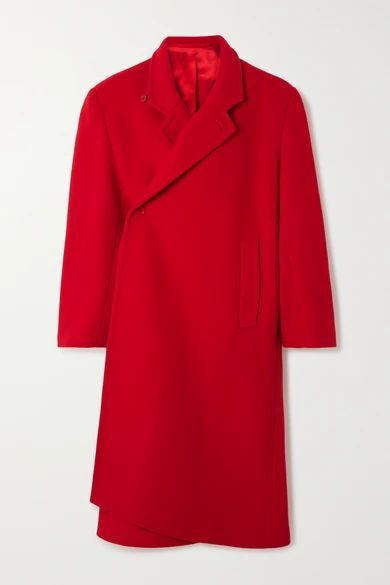 - Oversized Asymmetric Virgin Wool-blend Coat - Red