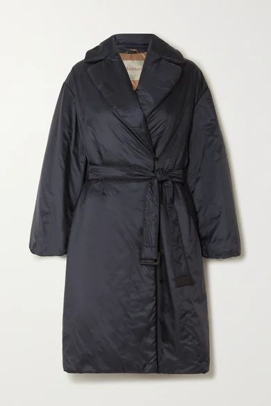 - The Cube Belted Padded Shell Coat - Navy
