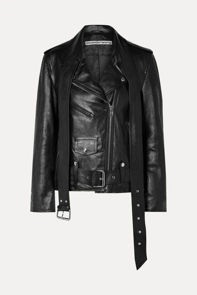 Martingale Belted Leather Jacket - Black